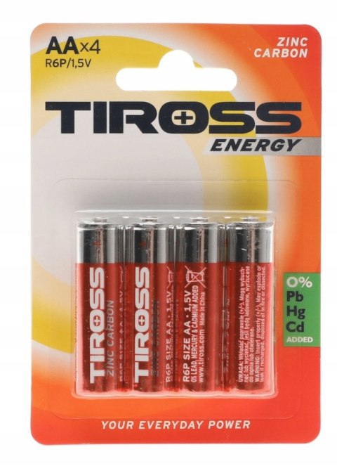 Bateria AA R6 Duży Paluszek Tiross Cynkowo Węglowa 4 szt.