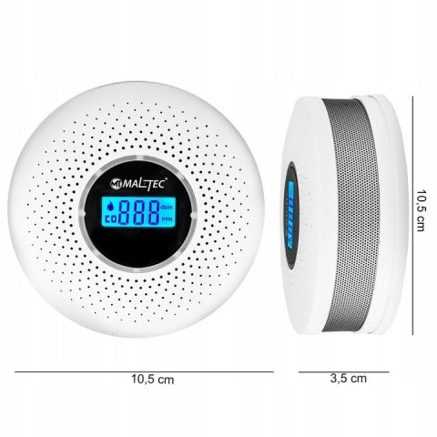 Czujnik Czadu Detektor Tlenku Węgla Dymu SAFE2000 LCD Detektor CO2 2w1