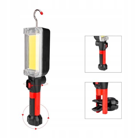 LAMPA LATARKA WARSZTATOWA LED COB AKUMULATOR 700lm