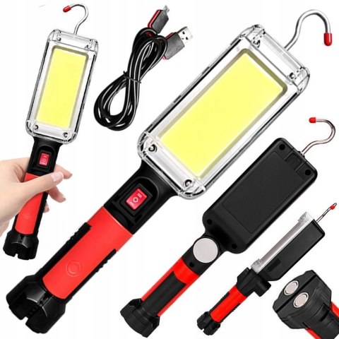 LAMPA LATARKA WARSZTATOWA LED COB AKUMULATOR 700lm