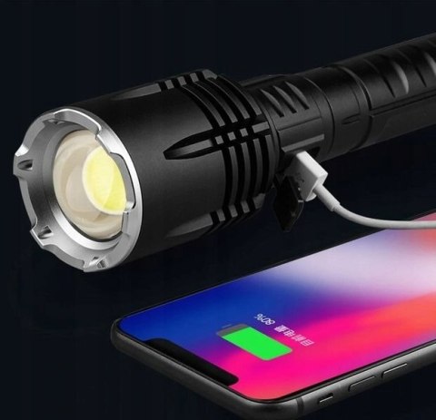 LATARKA SZPERACZ METALOWA BARDZO JASNA MOCNA CREE XHP90 AKUMULATOR USB