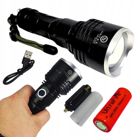 LATARKA SZPERACZ METALOWA BARDZO JASNA MOCNA CREE XHP90 AKUMULATOR USB