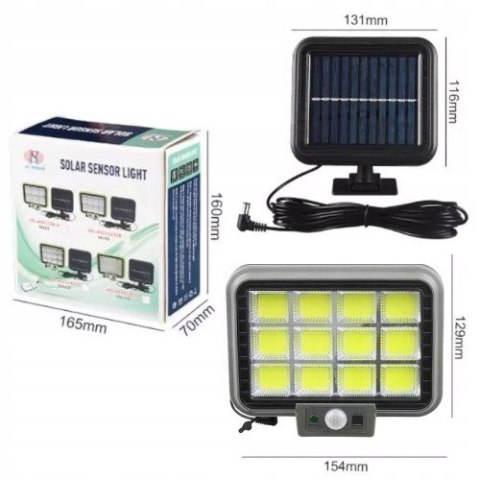 Lampa uliczna LAMPA SOLARNA 144 COB W 2600 lm PRZEWÓD 5M CZUJNIK RUCHU
