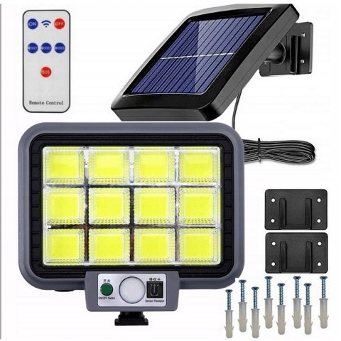 Lampa uliczna LAMPA SOLARNA 144 COB W 2600 lm PRZEWÓD 5M CZUJNIK RUCHU