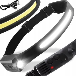 MOCNA LATARKA CZOŁOWA LED REFLEKTOR NA GŁOWĘ COB XPE CZOŁÓWKA CZUJNIK RUCHU
