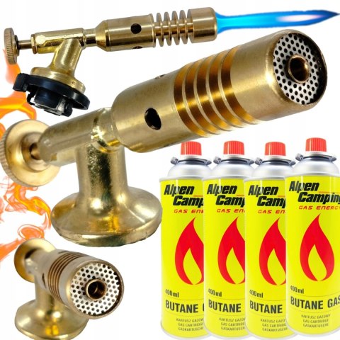 PALNIK GAZOWY MOSIĘŻNY ZESTAW 4 X GAZ SPAWALNICZY LUTOWNICA + RĘKAWICZKI