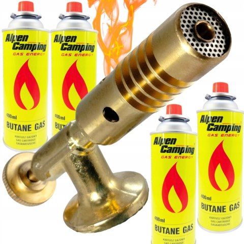 PALNIK GAZOWY MOSIĘŻNY ZESTAW 4 X GAZ SPAWALNICZY LUTOWNICA + RĘKAWICZKI