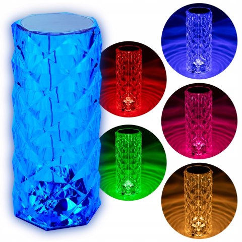 LAMPKA BIURKOWA LED KRYSZTAŁOWA DIAMENTOWA RGB DOTYKOWA + PILOT USB