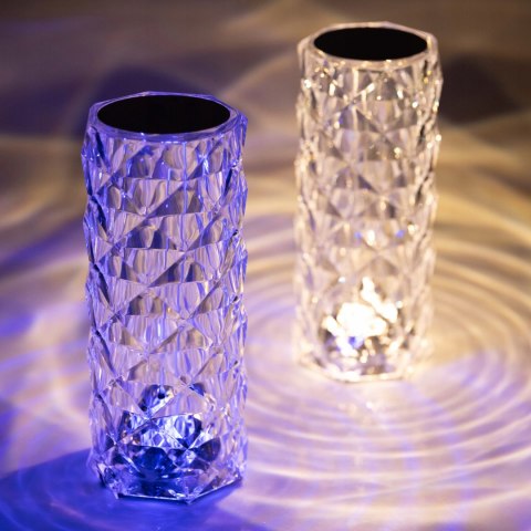 LAMPKA BIURKOWA LED KRYSZTAŁOWA DIAMENTOWA RGB DOTYKOWA + PILOT USB