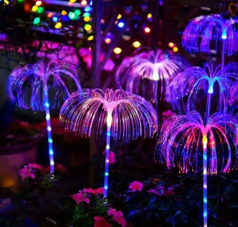 LAMPKA SOLARNA MEDUZA LED MULTIKOLOR WBIJANA LAMPA ŚWIATŁOWÓD JELLYFISH 2sz