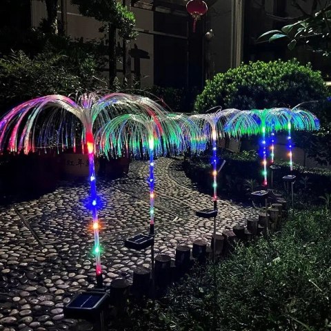 LAMPKA SOLARNA MEDUZA LED MULTIKOLOR WBIJANA LAMPA ŚWIATŁOWÓD JELLYFISH 2sz