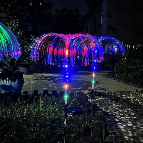 LAMPKA SOLARNA MEDUZA LED MULTIKOLOR WBIJANA LAMPA ŚWIATŁOWÓD JELLYFISH 2sz