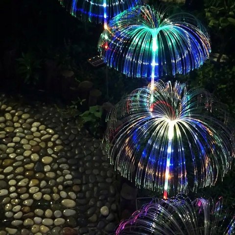 LAMPKA SOLARNA MEDUZA LED MULTIKOLOR WBIJANA LAMPA ŚWIATŁOWÓD JELLYFISH 2sz