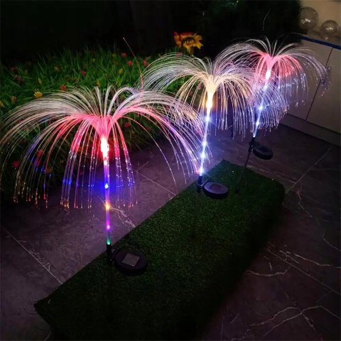 LAMPKA SOLARNA MEDUZA LED MULTIKOLOR WBIJANA LAMPA ŚWIATŁOWÓD JELLYFISH 2sz