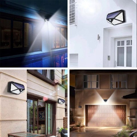 Lampa Solarna 100 Led z Czujnikiem Ruchu Zmierzchu na Elewacje Ścianę