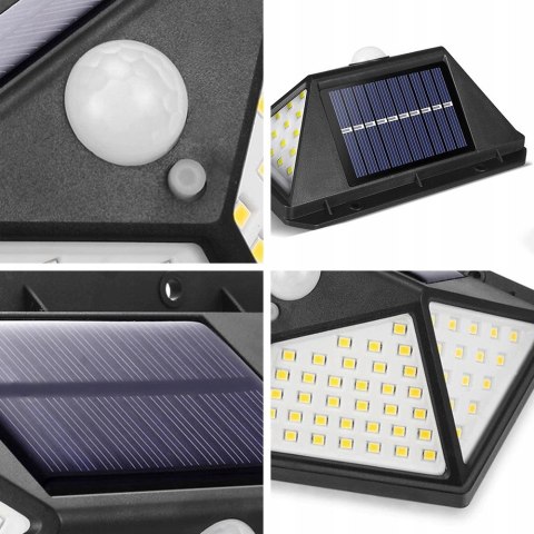 Lampa Solarna 100 Led z Czujnikiem Ruchu Zmierzchu na Elewacje Ścianę