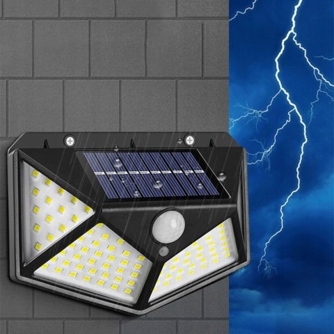 Lampa Solarna 100 Led z Czujnikiem Ruchu Zmierzchu na Elewacje Ścianę