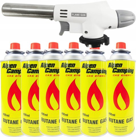 Mini Palnik Gazowy z Ceramiką Opalarka Lutownica Kartusz 6 x Gaz Rękawiczki