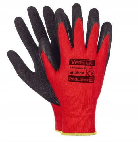 Rękawice robocze Rękawiczki robocze Verken RED LATEX rozmiar 7 - S 12 par