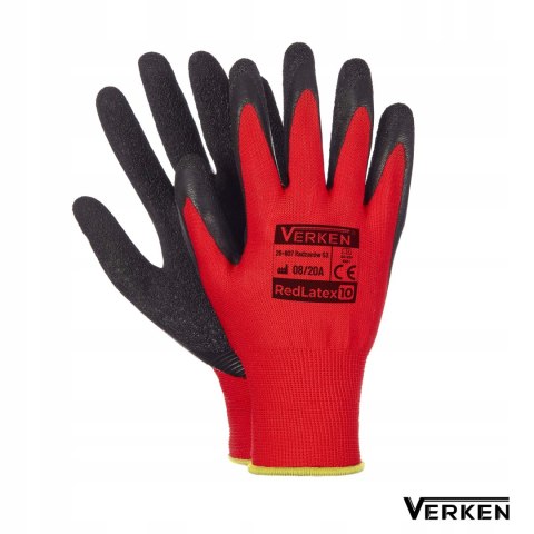Rękawice robocze Rękawiczki robocze Verken RED LATEX rozmiar 7 - S 12 par