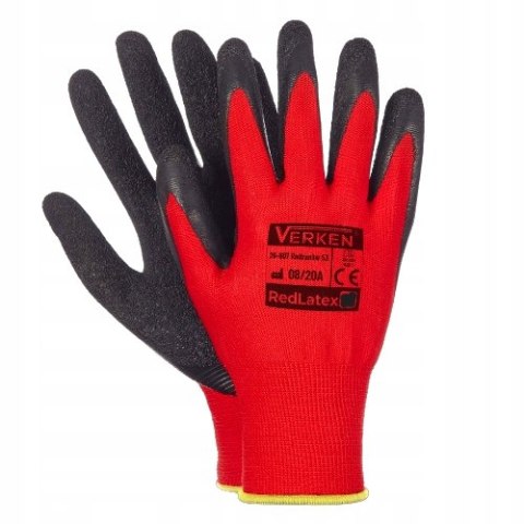 Rękawice robocze rękawiczki robocze Verken RED LATEX rozmiar 9 - L 12 par