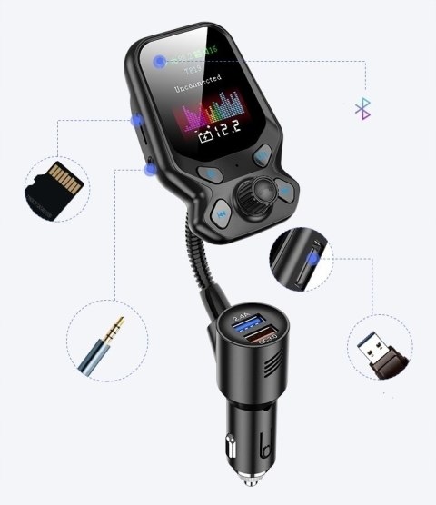 TRANSMITER BLUETOOTH DO SAMOCHODU SAMOCHODOWY MIKROFON USB