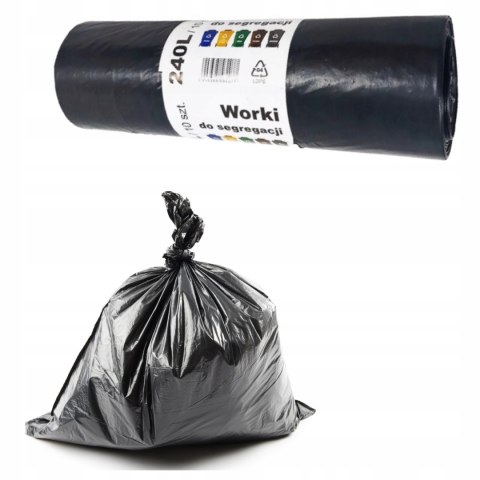 Worki na Śmieci Super Wytrzymałe 240l 10szt Czarne na Odpady Zmieszane