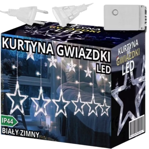 KURTYNA ŚWIETLNA LED GWIAZDKI GIRLANDA KOLOR ZIMNY Lampki Świąteczne